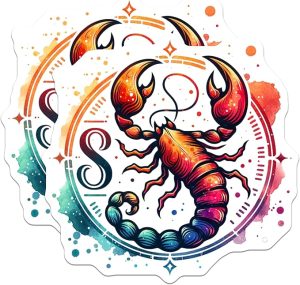 (2 Pack) Scorpion Zodiac Stickers - Astrology Stickers - Scorpio Sign Decal - 5" On Longest Side - Sticks to Smooth Flat Surfaces - Made in USA - BMCS6899 - Scorpio Sticker for men