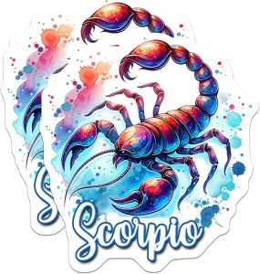 (2 Pack) Scorpio Zodiac Stickers - Astrological Sign - Horoscope Decal - 5" On Longest Side - Sticks to Smooth Flat Surfaces - Made in USA - BMCS6838 - Scorpio Sticker for men