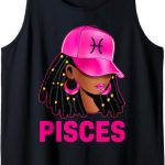 Loc'd Women Melanin Black Queen Hat Zodiac Sign - Pisces T-Shirt for men