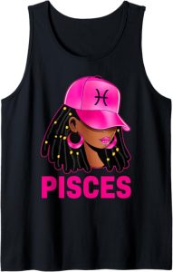 Loc'd Women Melanin Black Queen Hat Zodiac Sign - Pisces T-Shirt for men
