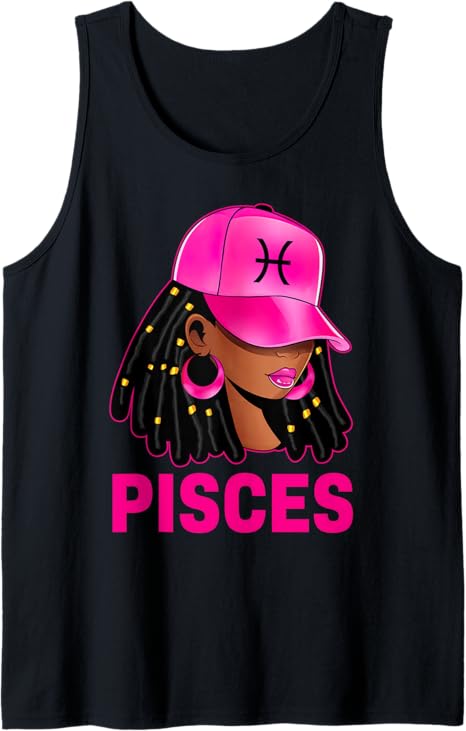 Loc'd Women Melanin Black Queen Hat Zodiac Sign - Pisces T-Shirt for men