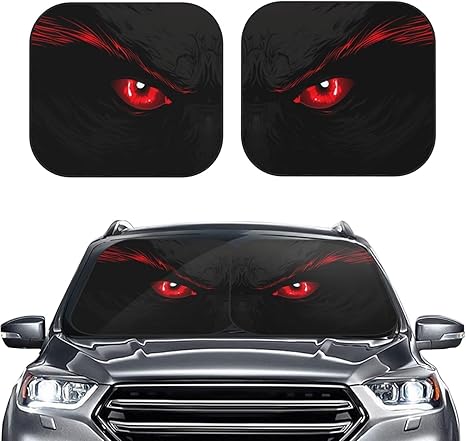 Eyes Print Sun Shade Windshield Evil Wicked Style Sunshade for Car Women 2 Pieces Foldable Car Front Window Sunshades Universal Fit Sedans SUV Truck Interior Accessories - Aries Car Ornament for men