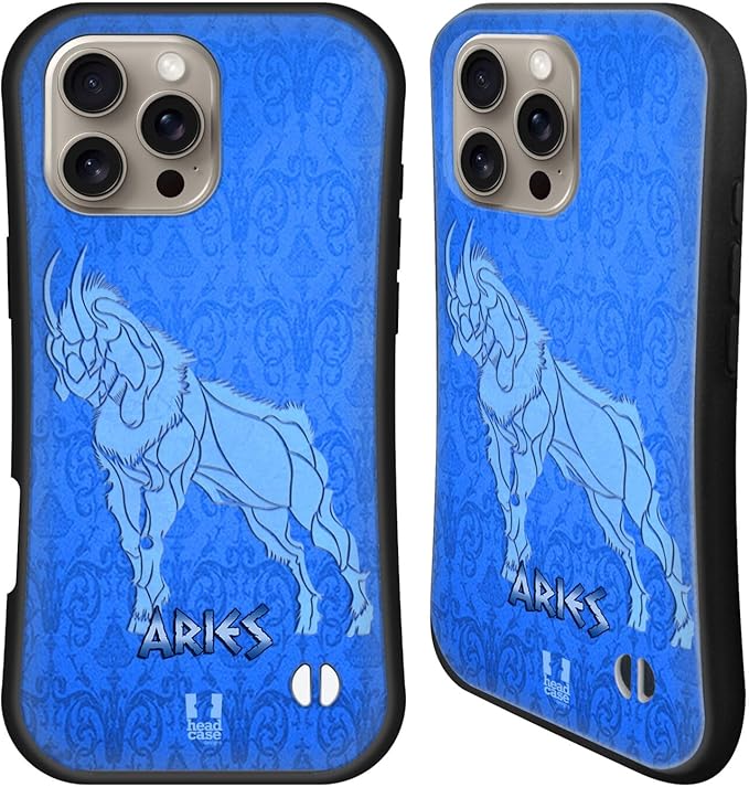 Head Case Designs Aries Zodiac Signs Hybrid Case Compatible with Apple iPhone 16 Pro Max - Aries Phone Case for men