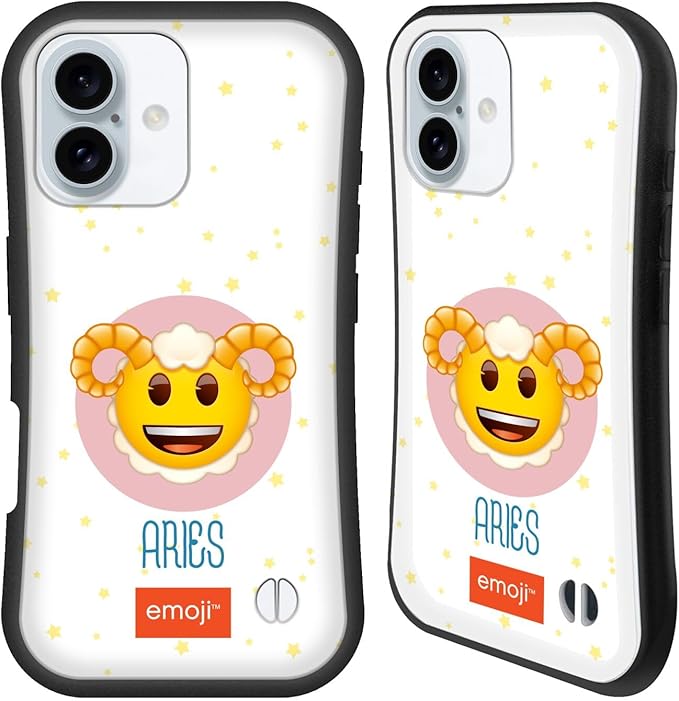 Head Case Designs Officially Licensed Emoji® Aries Zodiac Signs Hybrid Case Compatible with Apple iPhone 16 - Aries Phone Case for men