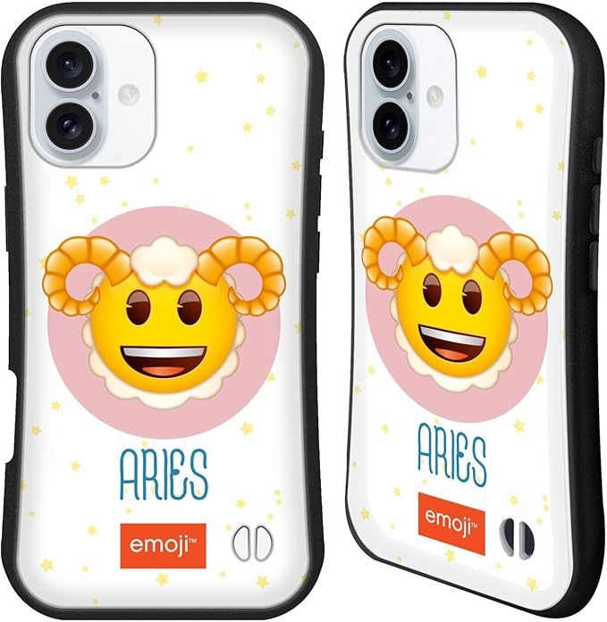 Head Case Designs Officially Licensed Emoji® Aries Zodiac Signs Hybrid Case Compatible with Apple iPhone 16 Plus - Aries Phone Case for men