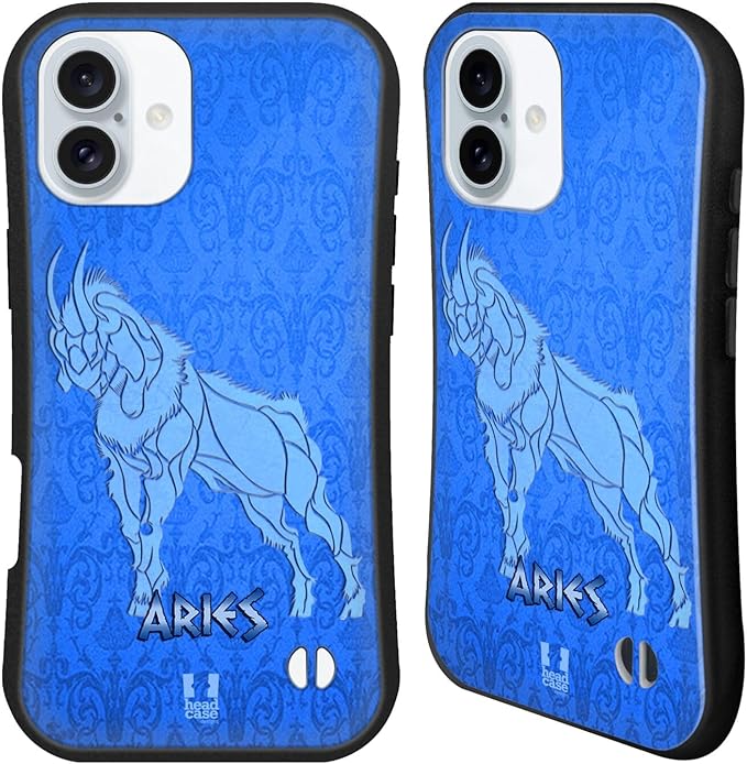 Head Case Designs Aries Zodiac Signs Hybrid Case Compatible with Apple iPhone 16 Plus - Aries Phone Case for men