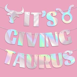 It’s Giving Taurus Banner, April/May Birthday Party Decorations, 12 Constellation Zodiac Taurus Birthday Decorations, Astrology Party Supplies - Taurus Products for men