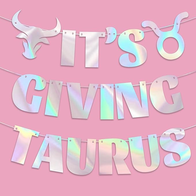 It’s Giving Taurus Banner, April/May Birthday Party Decorations, 12 Constellation Zodiac Taurus Birthday Decorations, Astrology Party Supplies - Taurus Products for men
