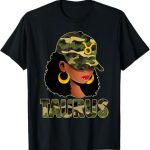 Taurus Queen Camouflage Black Woman Cap Zodiac Sign T-Shirt - Taurus for men