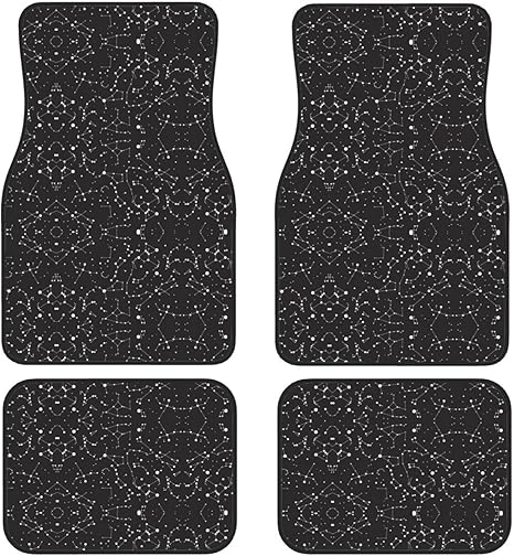 Starry Divination Constellation Print Car Foot Mat Four-Piece Set – Universal Rubber Backing Floor Mats for SUVs, Trucks, Vans, and Sedans - Virgo Car Floor Mat for men