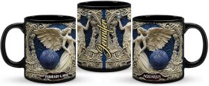 Custom Aquarius Zodiac Coffee Mug, Personalized Horoscope Full Wrap Cup 11oz 15oz, Customized Name & Date Ceramic Mug, Unique Air Sign Birthday Black Cup, Gift for Friends, 1PCS - Aquarius Mug for men