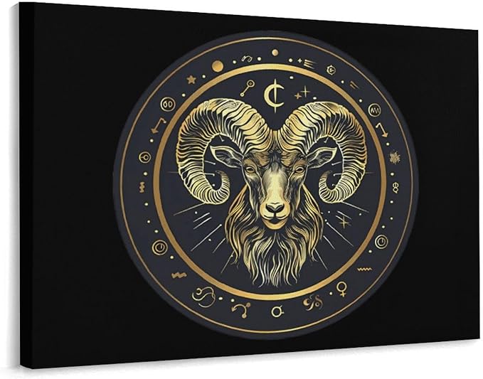 Aries Zodiac Sign Funny Canvas Wall Art Print Artwork Picture Painting for Home Office Decoration 12"x16" - Aries Canvas for men
