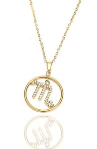 Zodiac Constellation Horoscope Pendant Necklaces Gold Plated Astrology Necklaces for Women Best Gift for birthday Jewelry New Year Mother’s day Christmas wedding - Scorpio Products for men