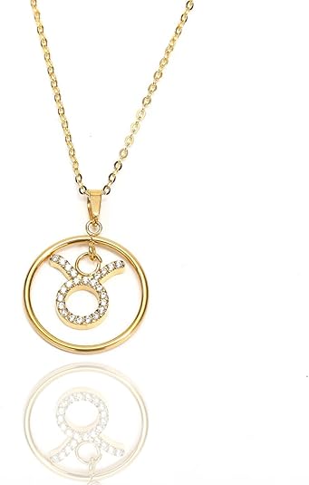 Zodiac Constellation Horoscope Pendant Necklaces Gold Plated Astrology Necklaces for Women Best Gift for birthday Jewelry New Year Mother’s day Christmas wedding - Taurus Products for men