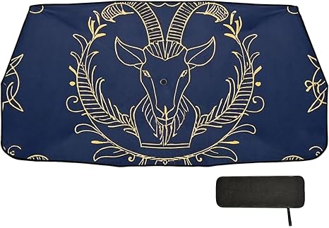 Gold Zodiac Sign Aries Navy Blue Designed Visor for car Windshield Collapsible for Women auto automaticas para Autos - Aries Car Ornament for men