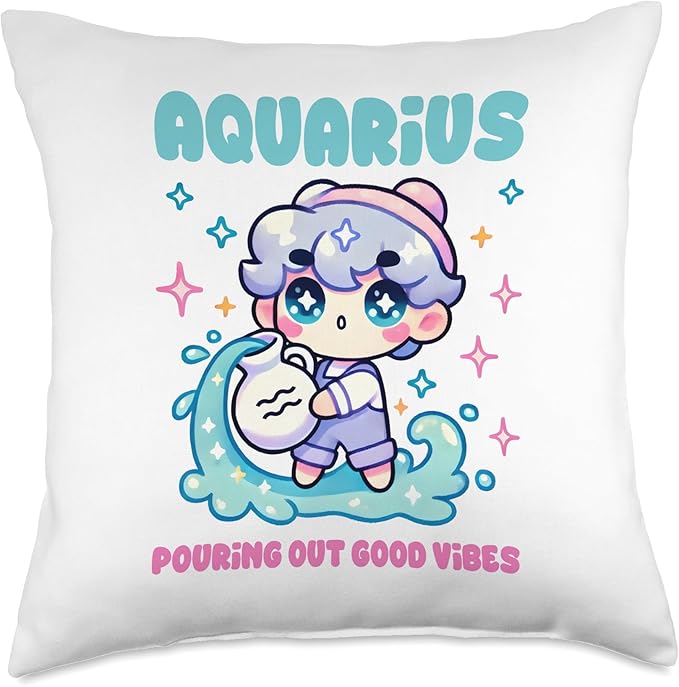 Aquarius Zodiac Sign Outfit for Girls Kids Women Throw Pillow - Aquarius Pillow for men