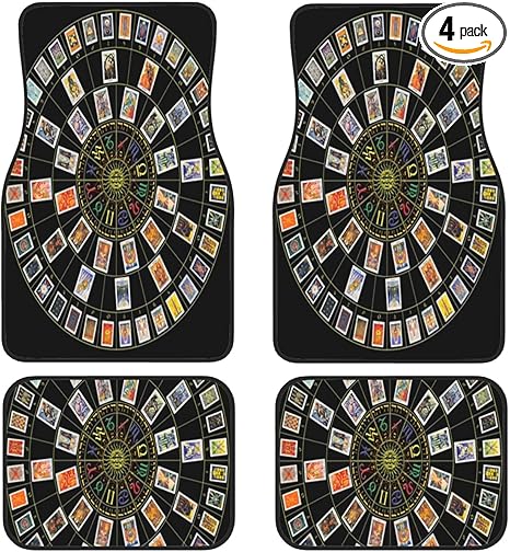 Astrology Wheel and Tarot 4-Piece Set of Car Floor Mats, Universal Rubber Car Carpet, Suitable for SUV, Sedan, Truck Waterproof Car Floor Mats - Virgo Car Floor Mat for men