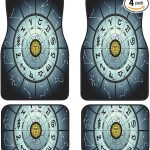 Constellation Zodiac Chart Astrology Wheel 4-Piece Set of Car Floor Mats, Universal Rubber Car Carpet, Suitable for SUV, Sedan, Truck Waterproof Car Floor Mats - Virgo Car Floor Mat for men