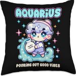 Aquarius Zodiac Sign Outfit for Girls Kids Women Throw Pillow - Aquarius Pillow for men