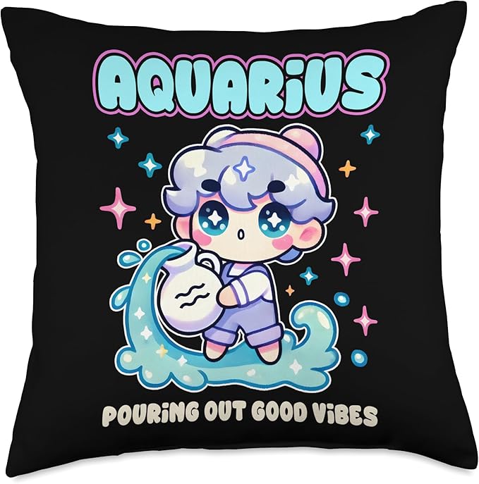 Aquarius Zodiac Sign Outfit for Girls Kids Women Throw Pillow - Aquarius Pillow for men