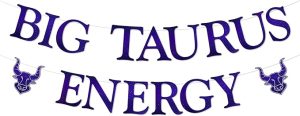 Funmemoir Big Taurus Energy Banner - Pre-Strung Taurus Zodiac Sign & Constellation Birthday Party Decorations - Astrology Themed Wall Hanging for Men & Women Celebrations - Taurus Products for men