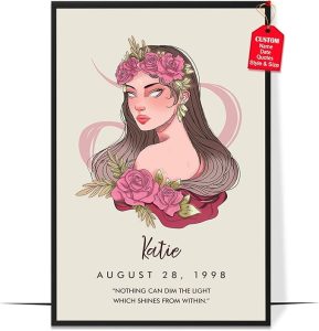 GIFAMI Personalized Constellation Zodiac Aesthetic Wall Art Decorations Birthday Gifts - Virgo Poster for men