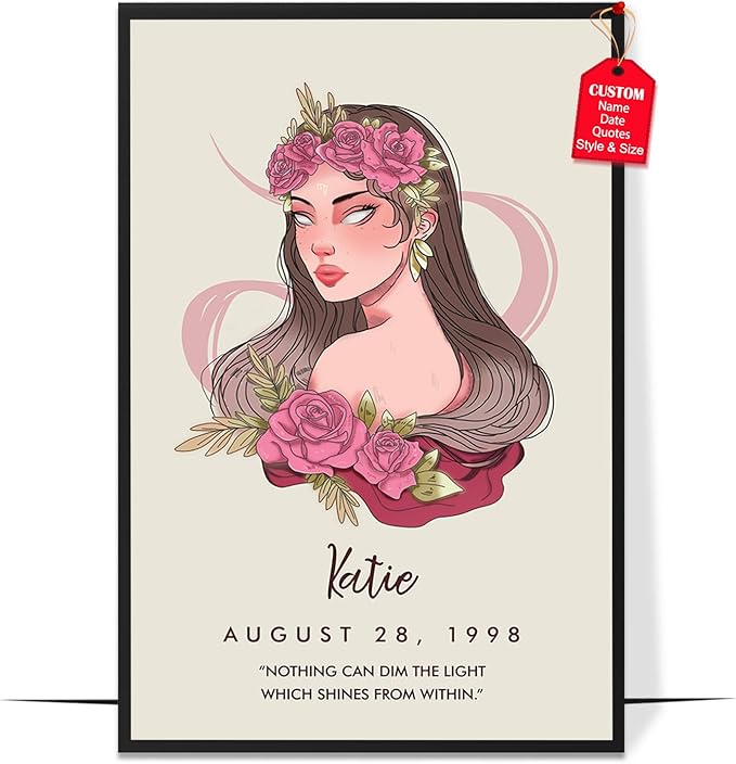 GIFAMI Personalized Constellation Zodiac Aesthetic Wall Art Decorations Birthday Gifts - Virgo Poster for men