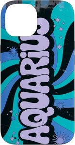 Aquarius Zodiac Sign Groovy Psychedelic Retro Art Case for iPhone 14 - Aquarius Phone Case for men