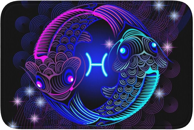 Constellation Zodiac Sign Pisces Bathroom Rugs ，Crystal Velvet Locking Edge Floor Mat, Non-Slip Bathroom Mat for Kitchen Bedroom Bathroom Home Decor 15.7"X23.6" - Pisces Home Decor for men