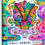 ElephantStock - Colorful Gemini Wall Art - Vertical Canvas Wall Art - Living Room Wall Decor - Mixed Media Gemini Canvas Art - Brown And Gold Decor by Dean Russo - 8" x 12" - Gemini Canvas for men