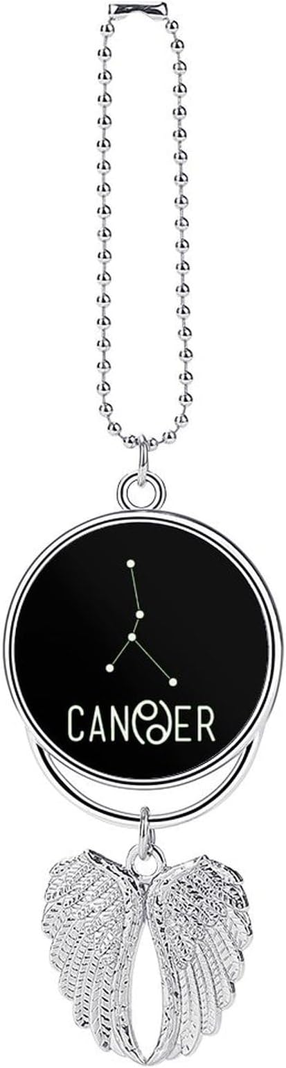 Cancer Constellation Fashion Car Rearview Mirror Accessories Angel Wing Pendant Car Hanging Ornament One Size - Cancer Car Accessories for men