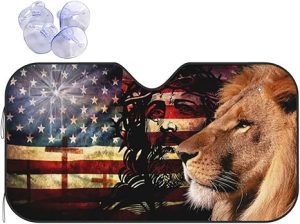 Religious Christian Lion Cross Christ Windshield Sun Shade, Car Front Window Shades Cute Sunshade Cover Sun Visor Shield Block Automotive Interior Protector Blocks Uv Rays - Aries Car Ornament for men