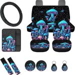 Boho Mushroom Butterfly Car Seat Cover Full Set of 12 Steering Wheel Cover Seat Belt Cover Seat Cushion Cover Armrest Cushion Cup Holder Keychains Car Accessories Decor - Scorpio Car Seat Cover for men