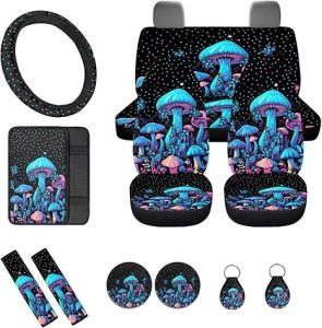 Boho Mushroom Butterfly Car Seat Cover Full Set of 12 Steering Wheel Cover Seat Belt Cover Seat Cushion Cover Armrest Cushion Cup Holder Keychains Car Accessories Decor - Scorpio Car Seat Cover for men