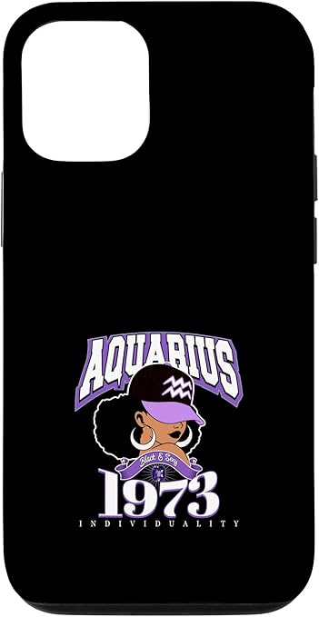 Aquarius 1973 Astro Year Melanated Queen Afro Goddess Case for iPhone 12/12 Pro - Aquarius Phone Case for men