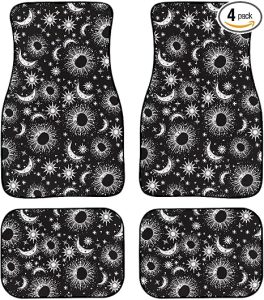 Celestial Sun Moon Stars Print Car Accessories Auto Floor Mats Set of 4 for Women & Men Vehicle Interior Decoration Front and Rear Floor Mats Heavy Duty Carpet All Season - Virgo Car Floor Mat for men