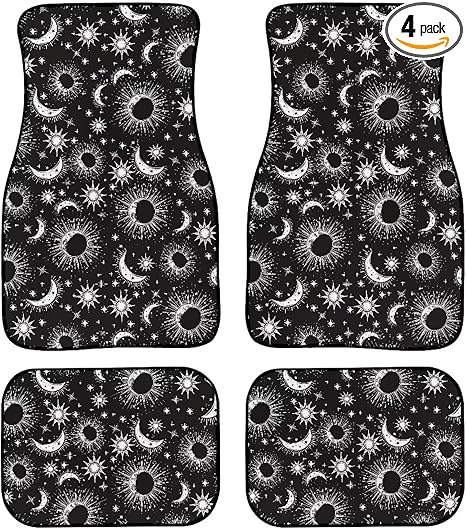 Celestial Sun Moon Stars Print Car Accessories Auto Floor Mats Set of 4 for Women & Men Vehicle Interior Decoration Front and Rear Floor Mats Heavy Duty Carpet All Season - Virgo Car Floor Mat for men