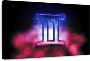 Elephant Stock - Dramatic Gemini Symbol Wall Art - Horizontal Canvas Wall Art - Living Room Wall Decor - Digital Art Religion And Spirituality Canvas Art - Brown And Beige Decor - 36" x 24" - Gemini Canvas for men