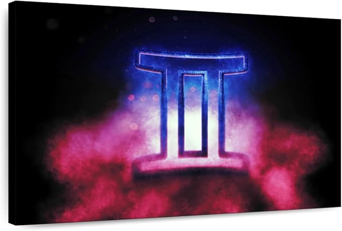 Elephant Stock - Dramatic Gemini Symbol Wall Art - Horizontal Canvas Wall Art - Living Room Wall Decor - Digital Art Religion And Spirituality Canvas Art - Brown And Beige Decor - 36" x 24" - Gemini Canvas for men