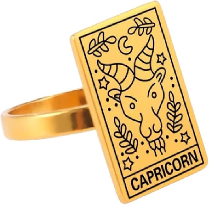 New 2026 Horoscope Tarot Zodiac Sign Ring Stainless Steel Rings For Women Men Constellation Pisces Aries Taurus Jewelry Gift 2025 Fashion Luxury Accessories Creative - Aries Ring for men