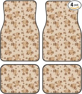 Zodiac Characters Print Car Floor Mats Set of 4 Universal Fit Automotive All-Weather Mats with Non-Slip Rubber Backing for SUV, Van, Sedan Car Accessories - Virgo Car Floor Mat for men