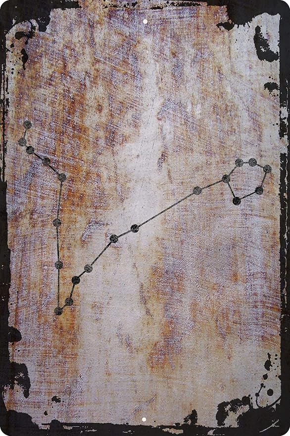 Wall Art Tin Sign Pisces the fish feb 19-mar 20 star map constellation zodiac Beige Home Decor Funny Gift 12 x 8 Inch - Pisces Home Decor for men