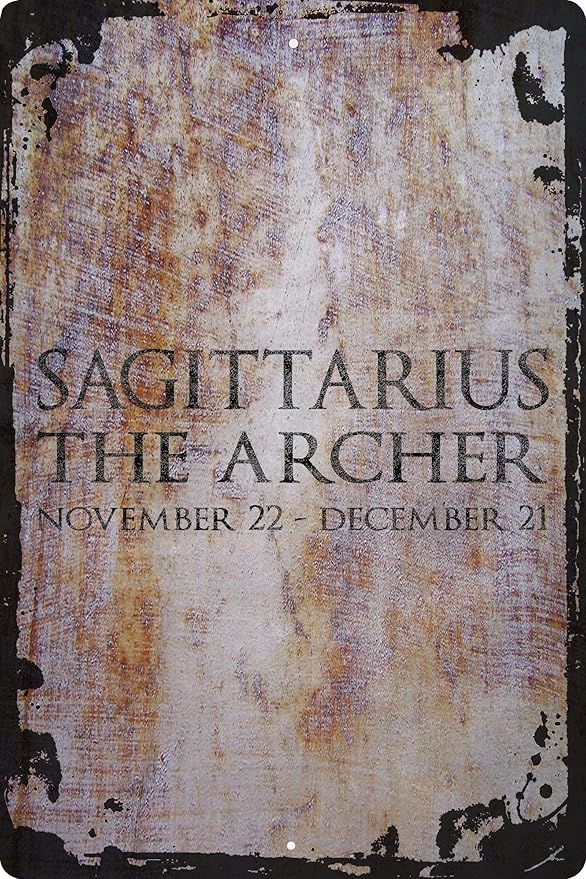 Wall Art Tin Sign Sagittarius the archer Nov 22-Dec 21zodiac sign astrology Beige Home Decor Funny Gift 12 x 8 Inch - Sagittarius Home Decor for men