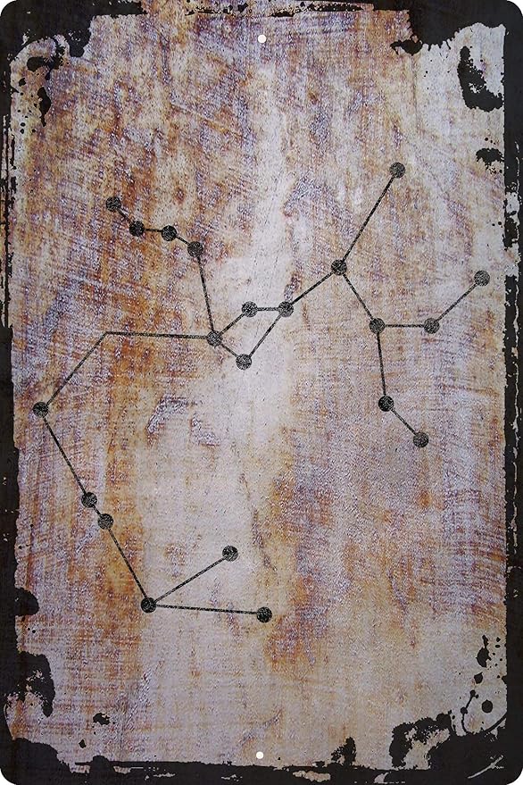 Wall Art Tin Sign Sagittarius star map constellation zodiac astrology astronomy Beige Home Decor Funny Gift 12 x 8 Inch - Sagittarius Home Decor for men