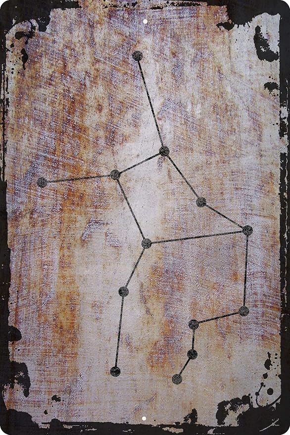 Wall Art Tin Sign Virgo star map the virgin August 23-September 22 zodiac astrology Beige Home Decor Funny Gift 12 x 8 Inch - Virgo Poster for men