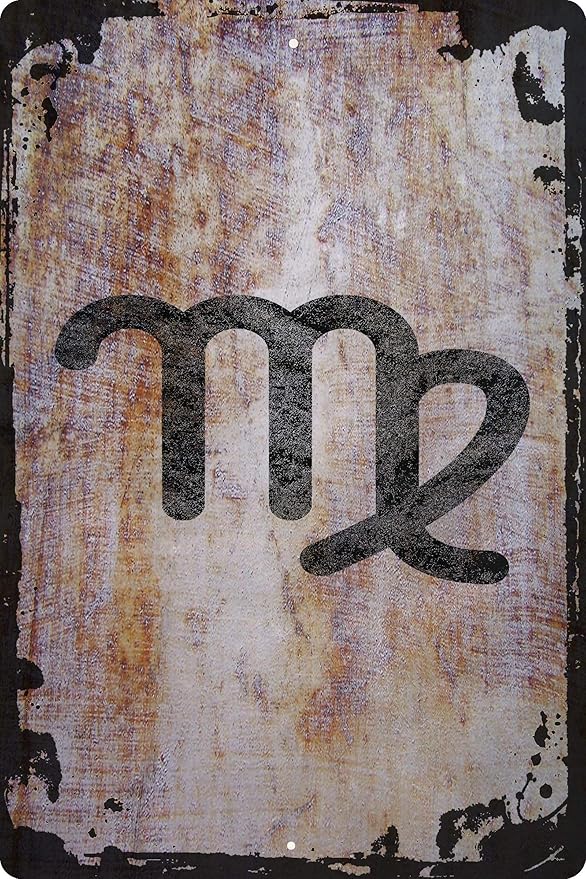 Wall Art Tin Sign Virgo the virgin symbol Aug 23-Sept 22 zodiac sign astrology Beige Home Decor Funny Gift 12 x 8 Inch - Virgo Poster for men