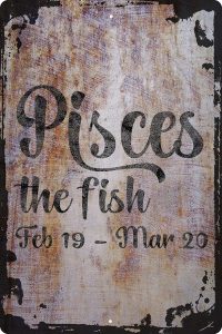 Wall Art Tin Sign Pisces the fish feb 19-mar 20 cursive zodiac sign astrology Beige Home Decor Funny Gift 12 x 8 Inch - Pisces Canvas for men