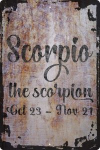 Wall Art Tin Sign Scorpio the scorpion Oct 23-Nov 21 cursive zodiac sign astrology Beige Home Decor Funny Gift 12 x 8 Inch - Scorpio Canvas for men