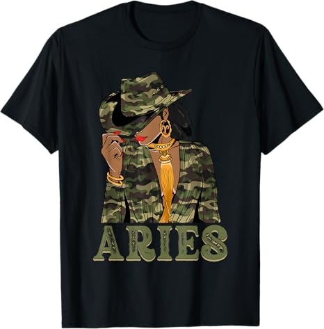 Aries Western Black Cowgirl Camo Camoflauge Zodiac T-Shirt - Aries T-Shirt for men