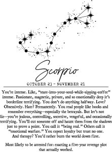 Scorpio Zodiac Wall Art Print – Snarky & Funny 11x14 Unframed Astrology Poster with Constellation & Savage Traits – Dark Humor Scorpio Gift for Women or Men – Horoscope Satire Home Decor - Scorpio Canvas for men